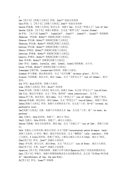 英语姓名词典(I,J,K)【外研社高玉华】4