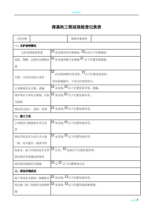 深基坑工程巡视检查记录表