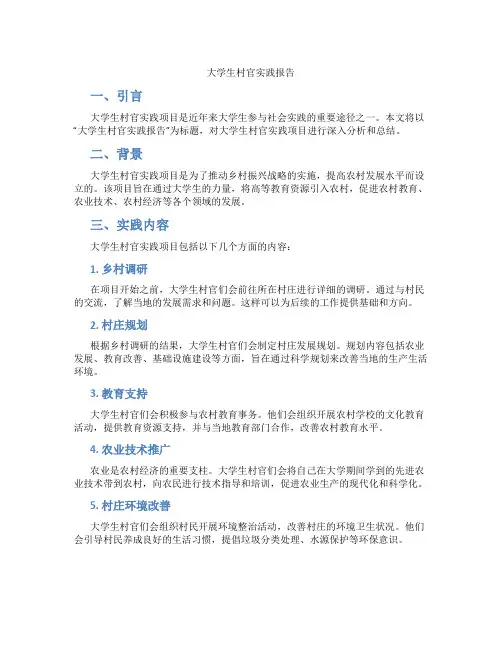 大学生村官实践报告