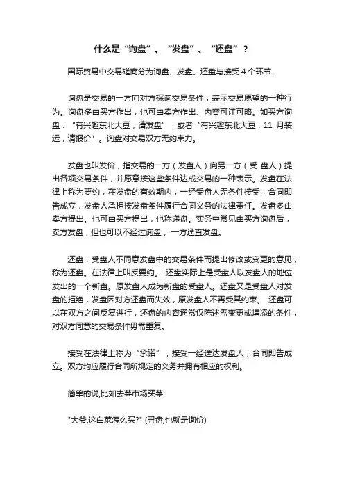 什么是“询盘”、“发盘”、“还盘”？