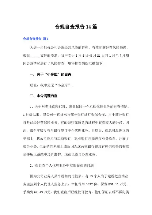 合规自查报告14篇