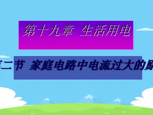 人教版九年级物理全一册19.2家庭电路中电流过大的原因优秀课件PPT
