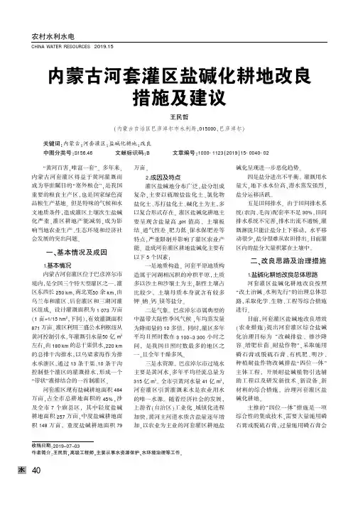 内蒙古河套灌区盐碱化耕地改良措施及建议