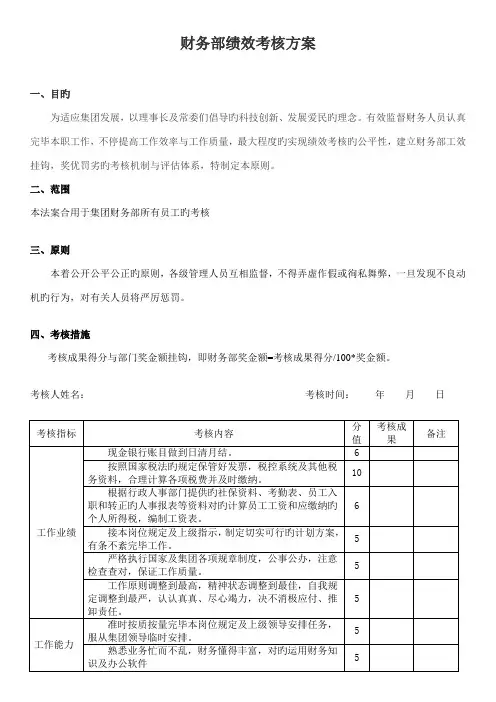 财务部绩效考核方案