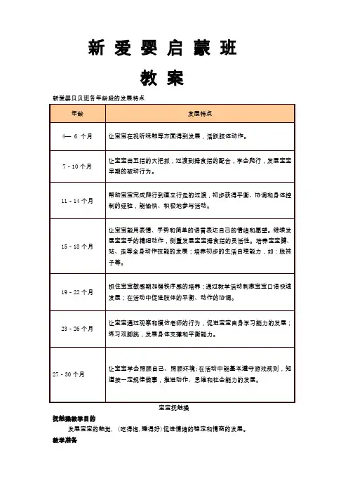 新爱婴蒙氏启蒙班教案+游戏课程