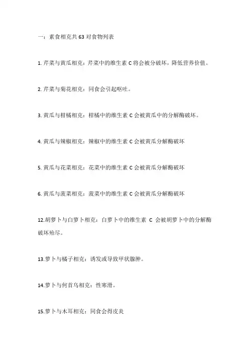 素食者千万牢记--素食食物的相生、相克