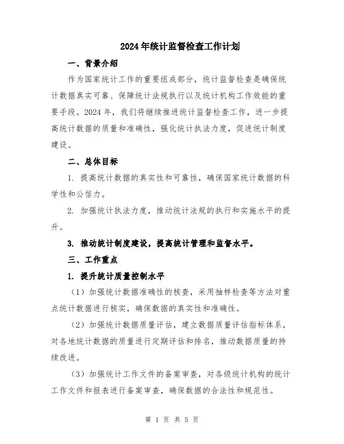 2024年统计监督检查工作计划