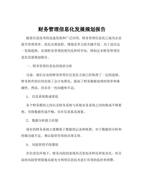 财务管理信息化发展规划报告