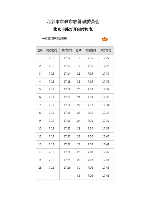 路灯开启时间