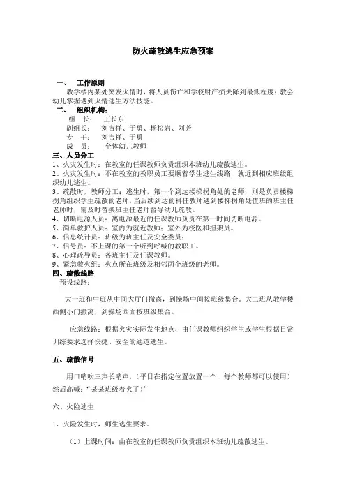201711防火疏散逃生应急预案
