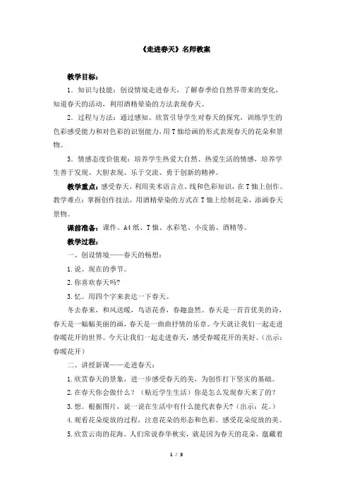 人教版小学四年级美术下册《走进春天》名师教案