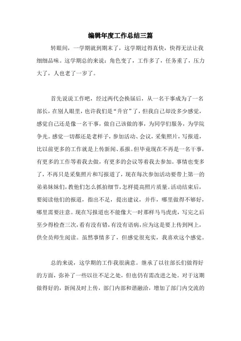 2020年编辑年度工作总结三篇