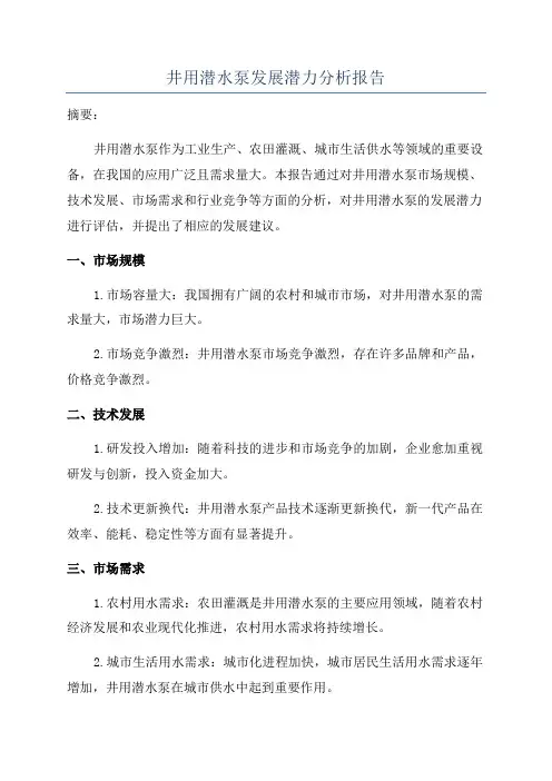 井用潜水泵发展潜力分析报告