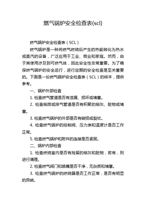 燃气锅炉安全检查表(scl)