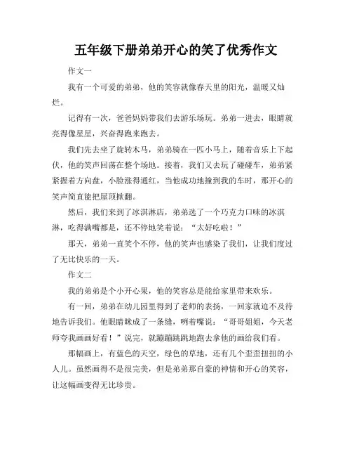 五年级下册弟弟开心的笑了优秀作文