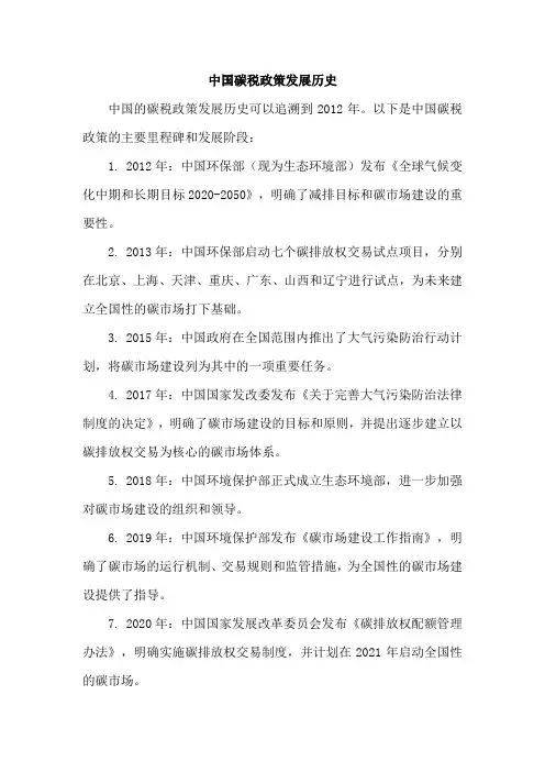 中国碳税政策发展历史