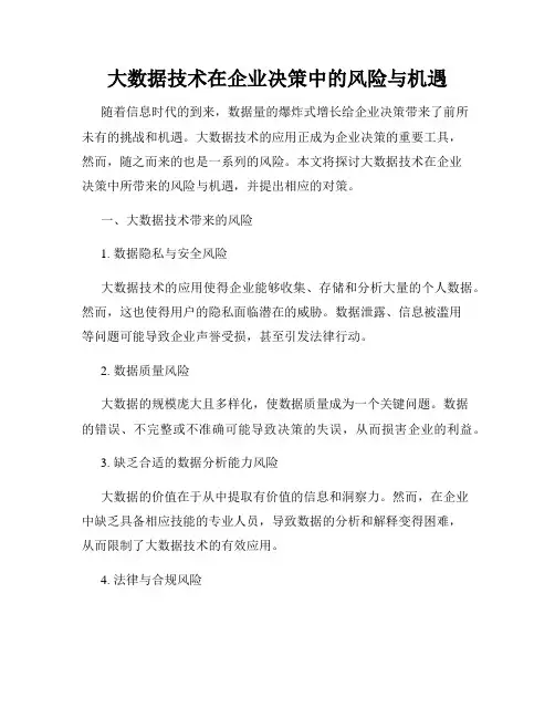 大数据技术在企业决策中的风险与机遇