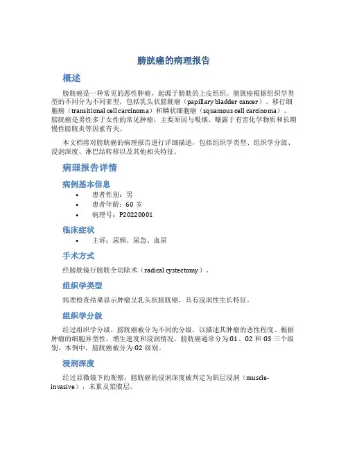膀胱癌的病理报告