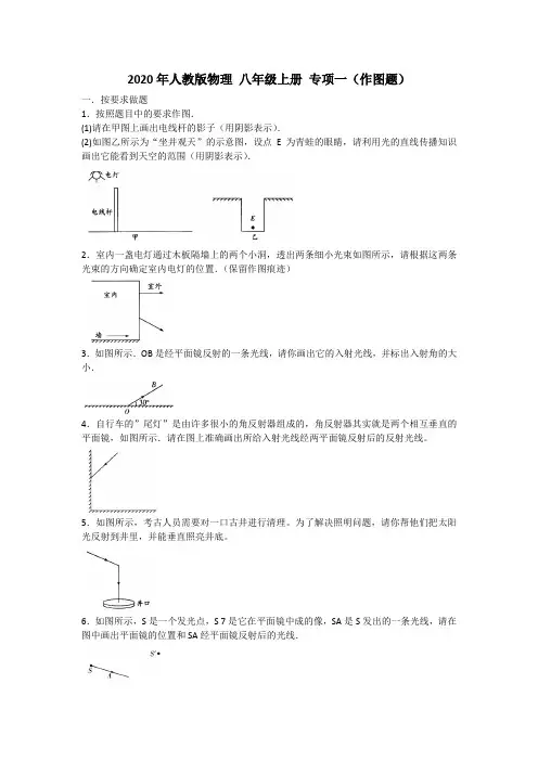 2020年人教版物理 八年级上册 专项一(作图题)附答案