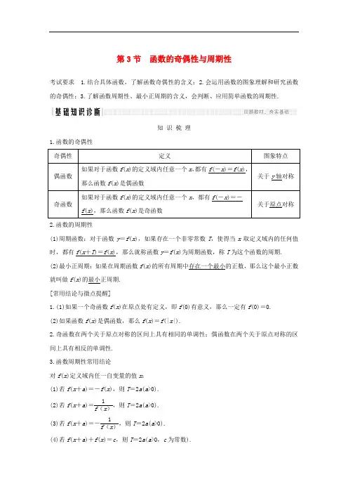2021届高考数学一轮复习新人教A版教学案：第二章函数概念及基本初等函数Ⅰ第3节函数的奇偶性与周期性