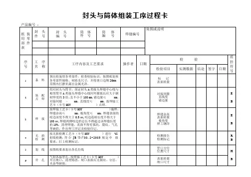 封头与筒体组装工序过程卡(划线)