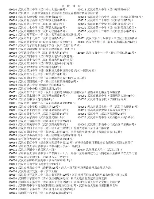 武汉各高中地址