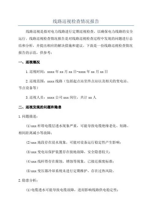 线路巡视检查情况报告