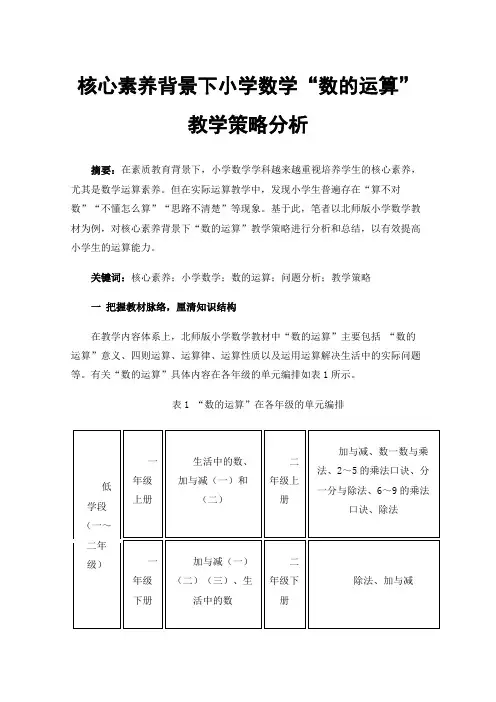 核心素养背景下小学数学“数的运算”教学策略分析