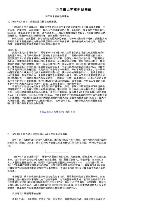 历年来世界核电站事故