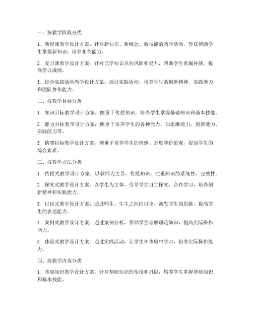教学设计方案的分类