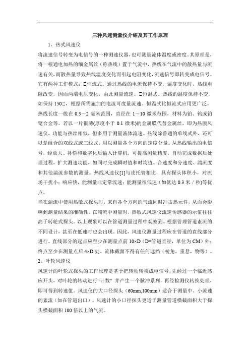 三种风速测量仪介绍及其工作原理