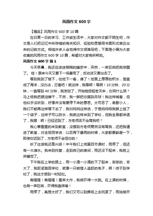 【精品】风雨作文600字10篇