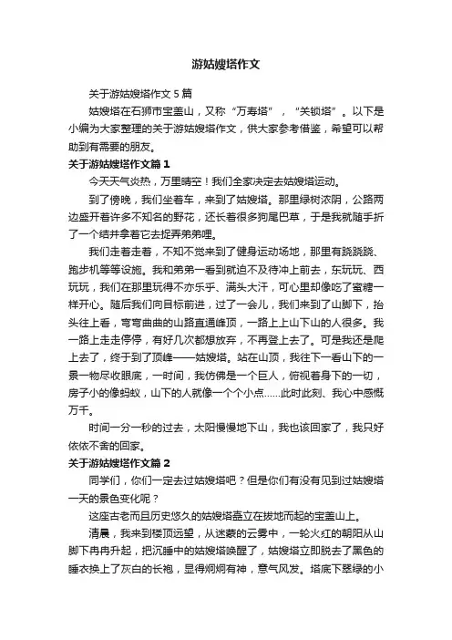 关于游姑嫂塔作文5篇