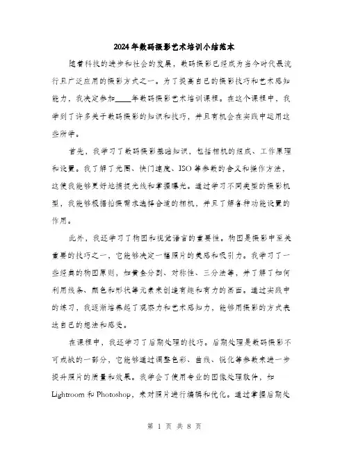 2024年数码摄影艺术培训小结范本(3篇)
