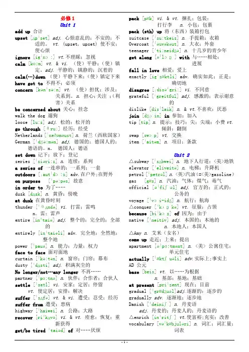 人教版高中英语单词表(含音标)