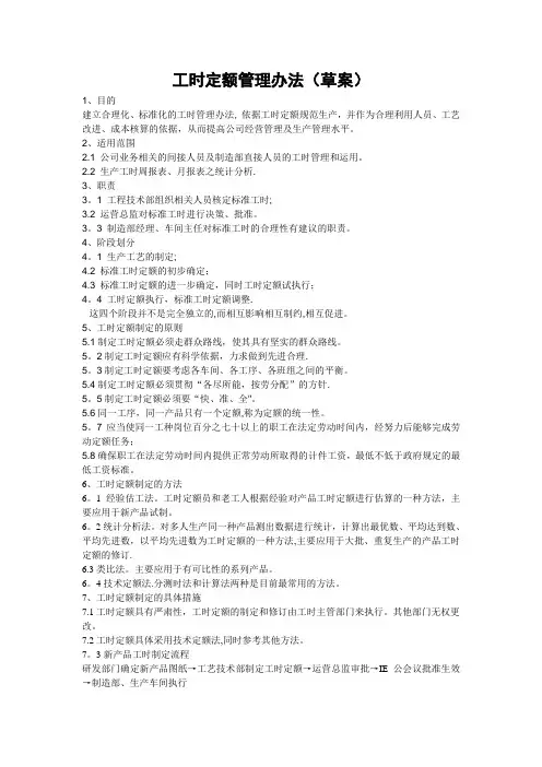 工时定额管理办法