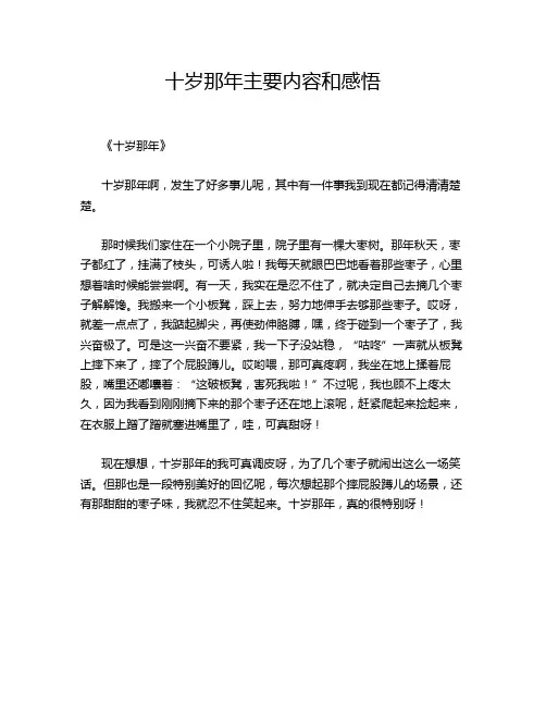 十岁那年主要内容和感悟