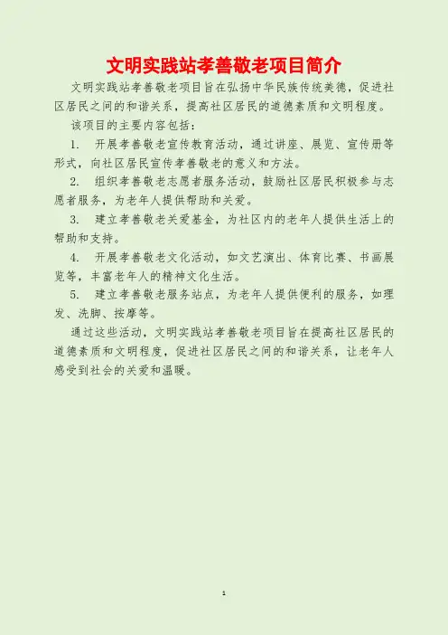 文明实践站孝善敬老项目简介
