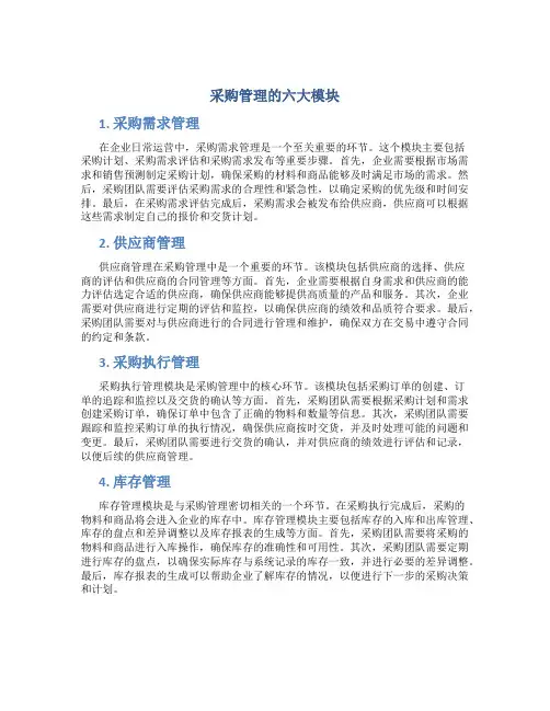 采购管理的六大模块