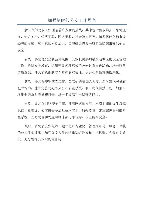 加强新时代公安工作思考