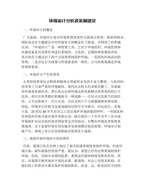 环境审计分析及发展建议