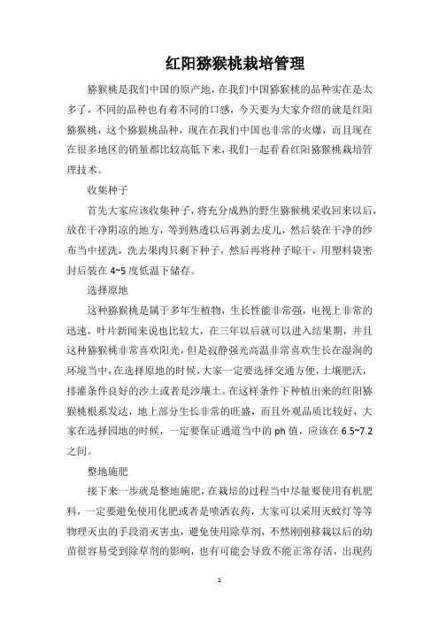 红阳猕猴桃栽培管理