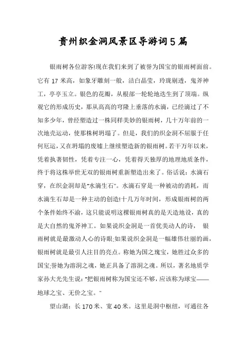 贵州织金洞风景区导游词5篇