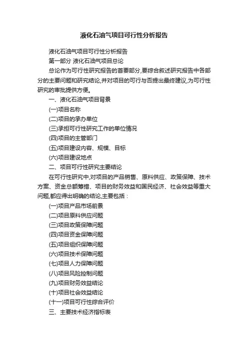 液化石油气项目可行性分析报告