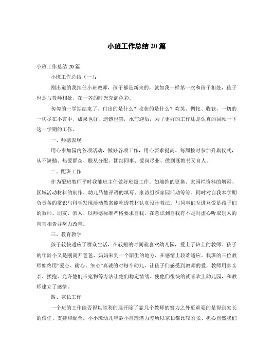 小班工作总结20篇