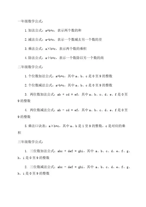 一至六年级数学公式