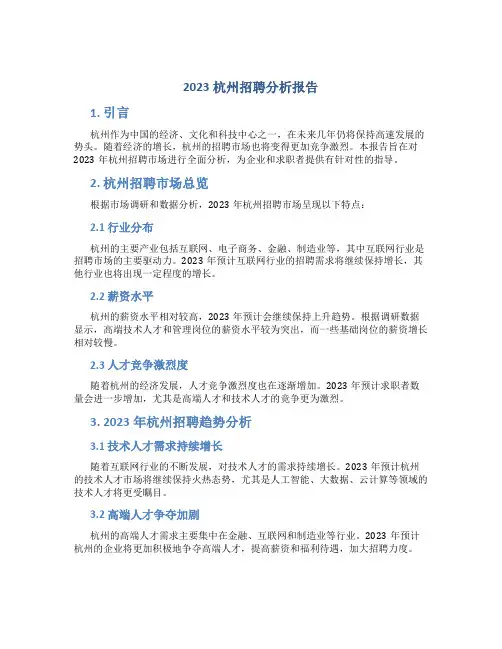 2023杭州招聘分析报告