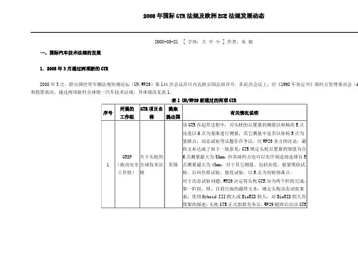 2008年国际GTR法规及欧洲ECE法规发展动态