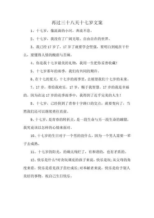 再过三十八天十七岁文案