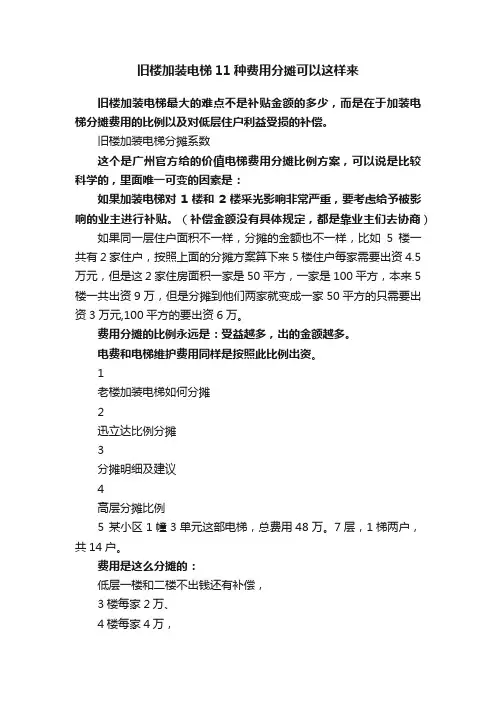 旧楼加装电梯11种费用分摊可以这样来